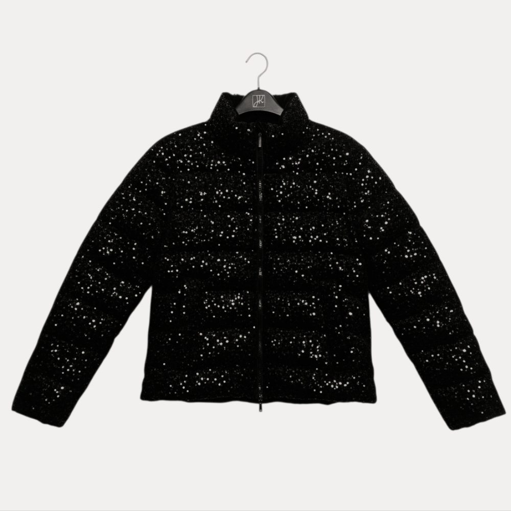 Princess Goes Hollywood Sequin Puffer Jacket Black Small EU36 Sparkle Coat